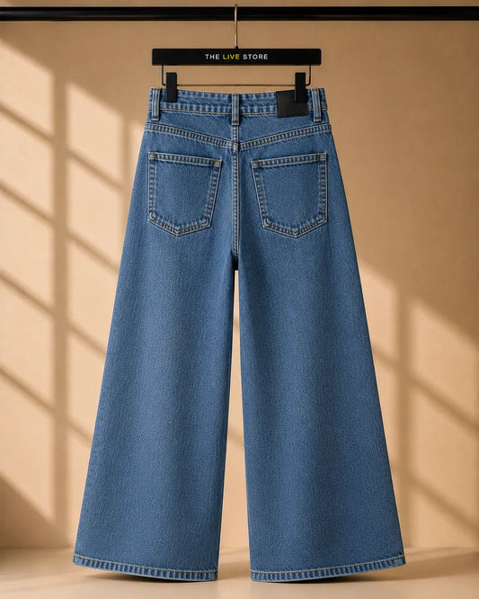 MID BLUE WIDE LEG BAGGY JEANS The Live Store
