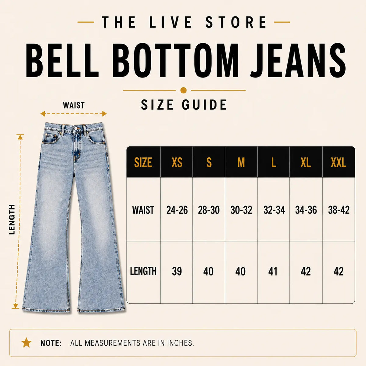BEIGE BELL BOTTOM JEANS