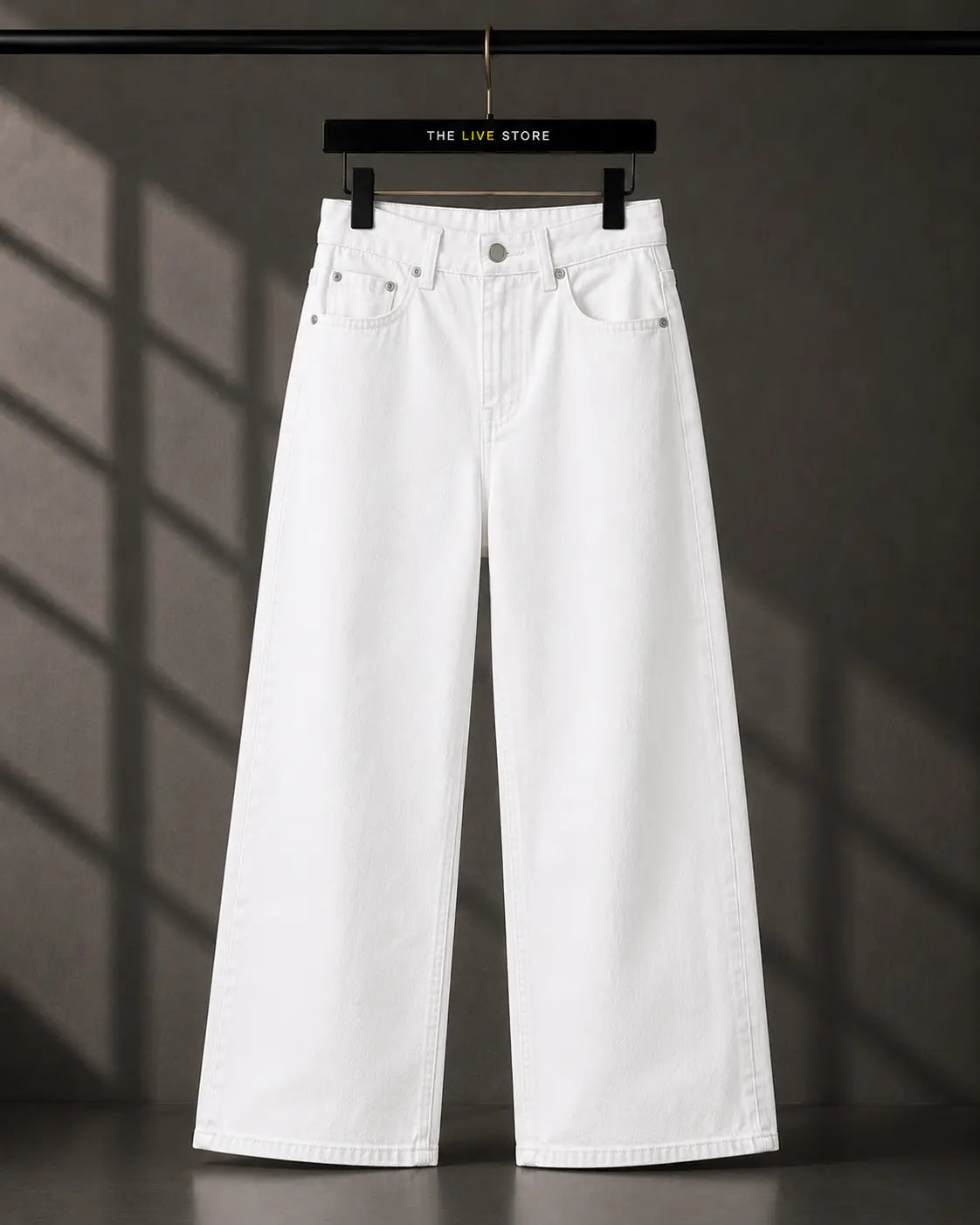 WHITE WIDE LEG BAGGY JEANS The Live Store