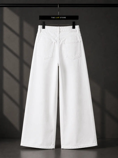 WHITE WIDE LEG BAGGY JEANS The Live Store