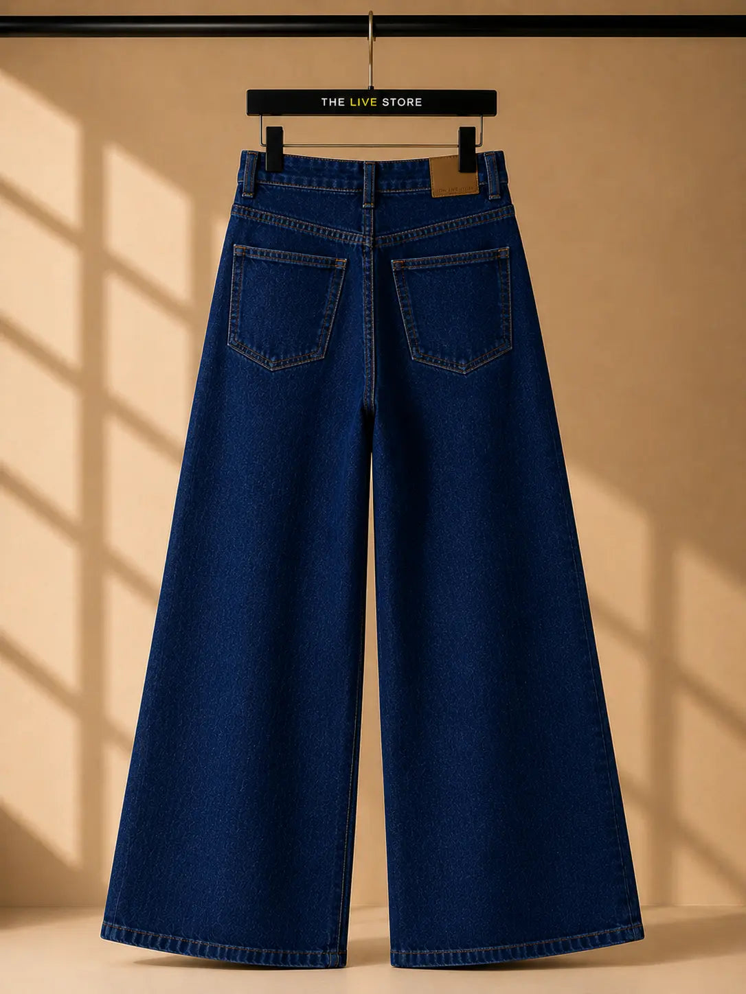 DARK BLUE WIDE LEG BAGGY JEANS The Live Store