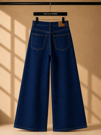 DARK BLUE WIDE LEG BAGGY JEANS The Live Store