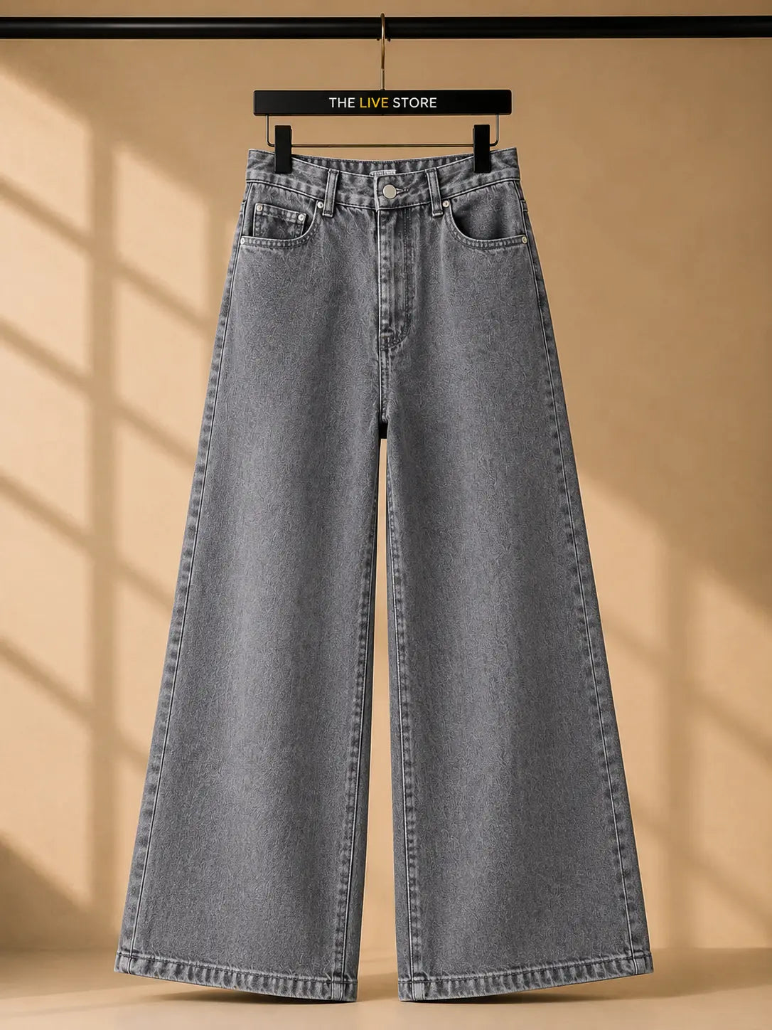 CHARCOAL GREY WIDE LEG BAGGY JEANS The Live Store