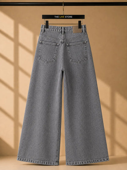 CHARCOAL GREY WIDE LEG BAGGY JEANS The Live Store