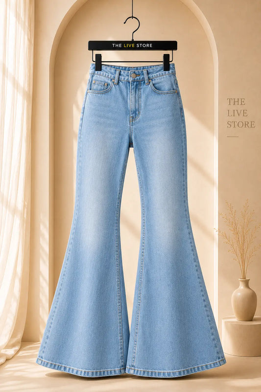 MID BLUE BELL BOTTOM JEANS