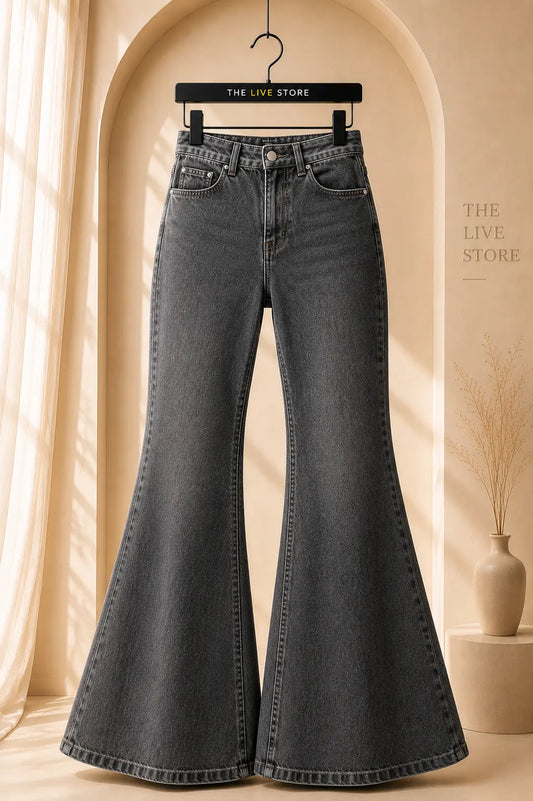 DARK GREY BELL BOTTOM JEANS