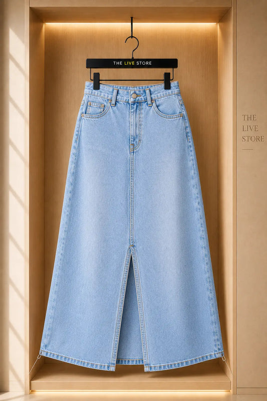 ICE BLUE DENIM SKIRT