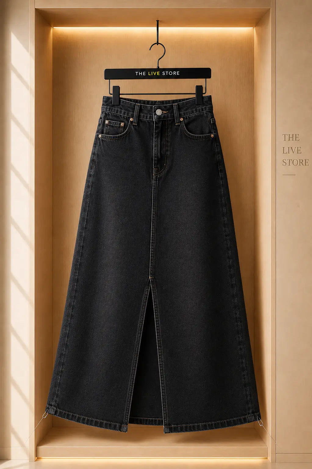 JET BLACK DENIM SKIRT