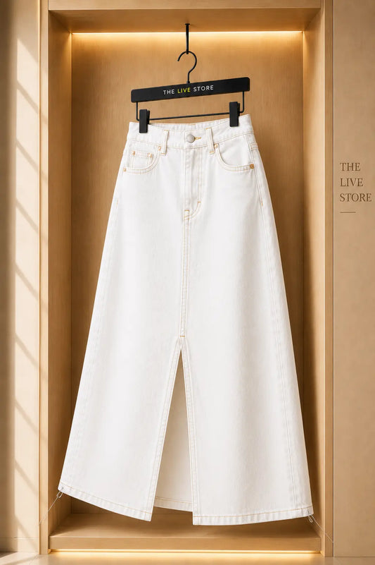WHITE DENIM SKIRT