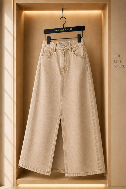 BEIGE DENIM SKIRT