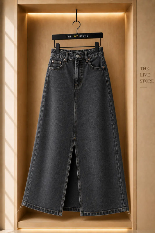 DARK GREY DENIM SKIRT
