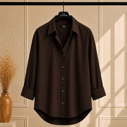 DARK BROWN BUTTON DOWN SHIRT The Live Store