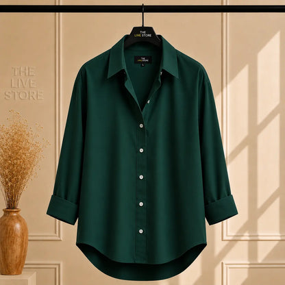 BOTTLE GREEN BUTTON DOWN SHIRT The Live Store