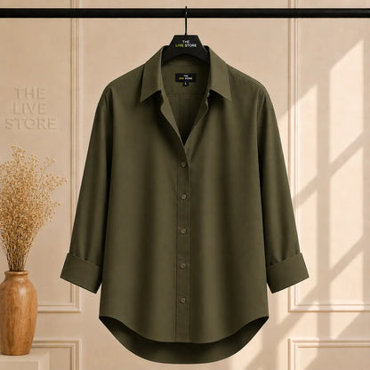 OLIVE GREEN BUTTON DOWN SHIRT The Live Store