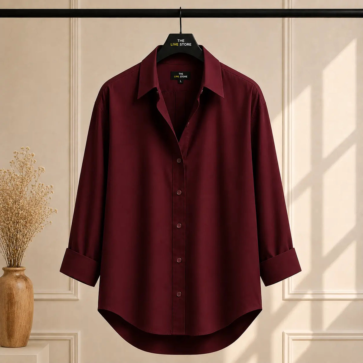 MAROON BUTTON DOWN SHIRT The Live Store