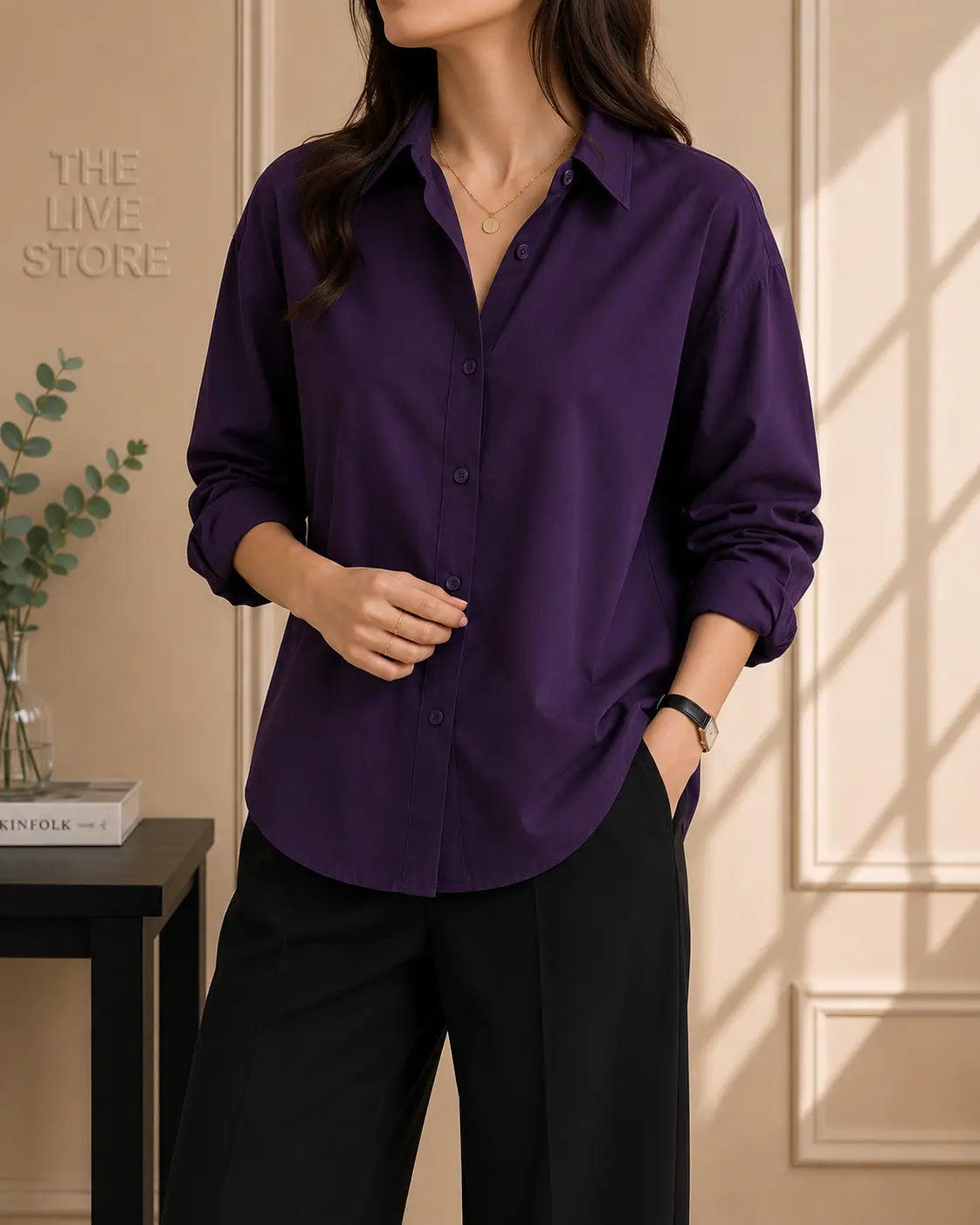 DARK PURPLE BUTTON DOWN SHIRT The Live Store