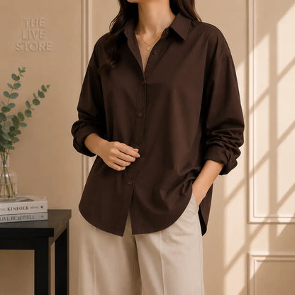 DARK BROWN BUTTON DOWN SHIRT The Live Store