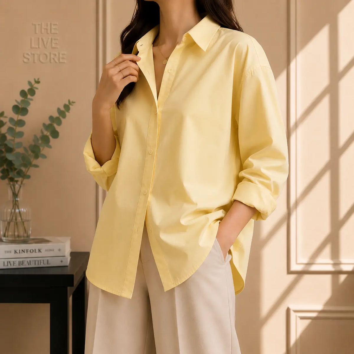 BUTTER YELLOW BUTTON DOWN SHIRT The Live Store