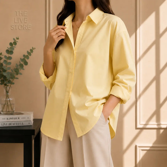 BUTTER YELLOW BUTTON DOWN SHIRT The Live Store
