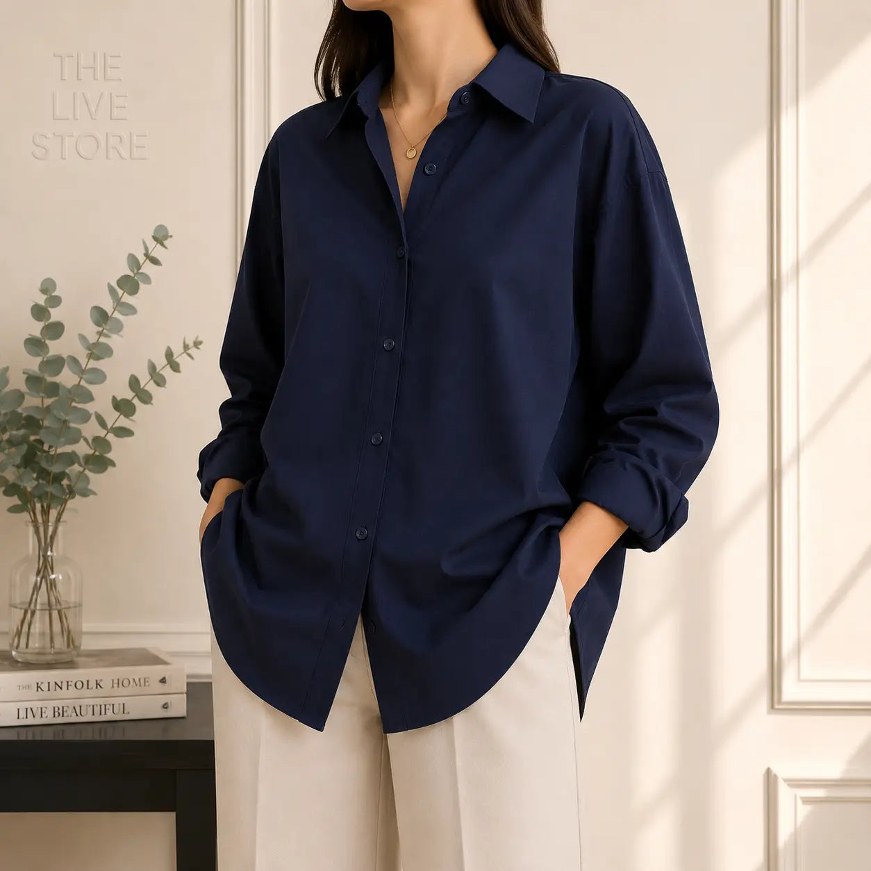 NAVY BLUE BUTTON DOWN SHIRT The Live Store