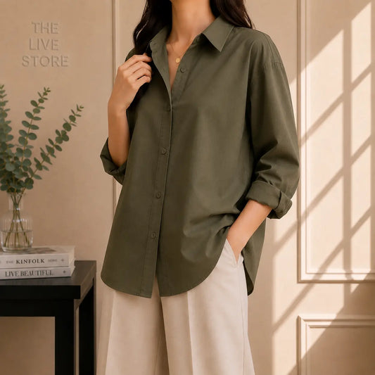 OLIVE GREEN BUTTON DOWN SHIRT The Live Store