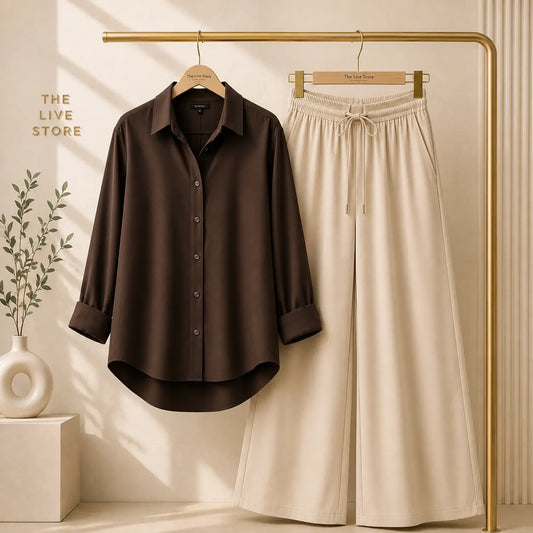DUO PACK (BROWN BUTTON DOWN SHIRT & BEIGE FLAPPER) The Live Store