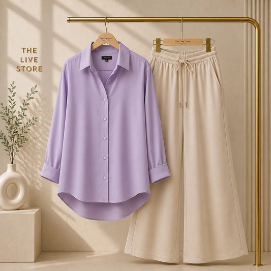 DUO PACK (LILAC BUTTON DOWN SHIRT & BEIGE FLAPPER) The Live Store