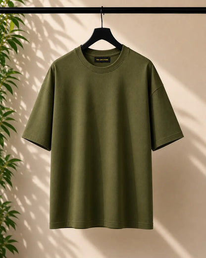OLIVE GREEN DROP SHOULDER TEE the live store