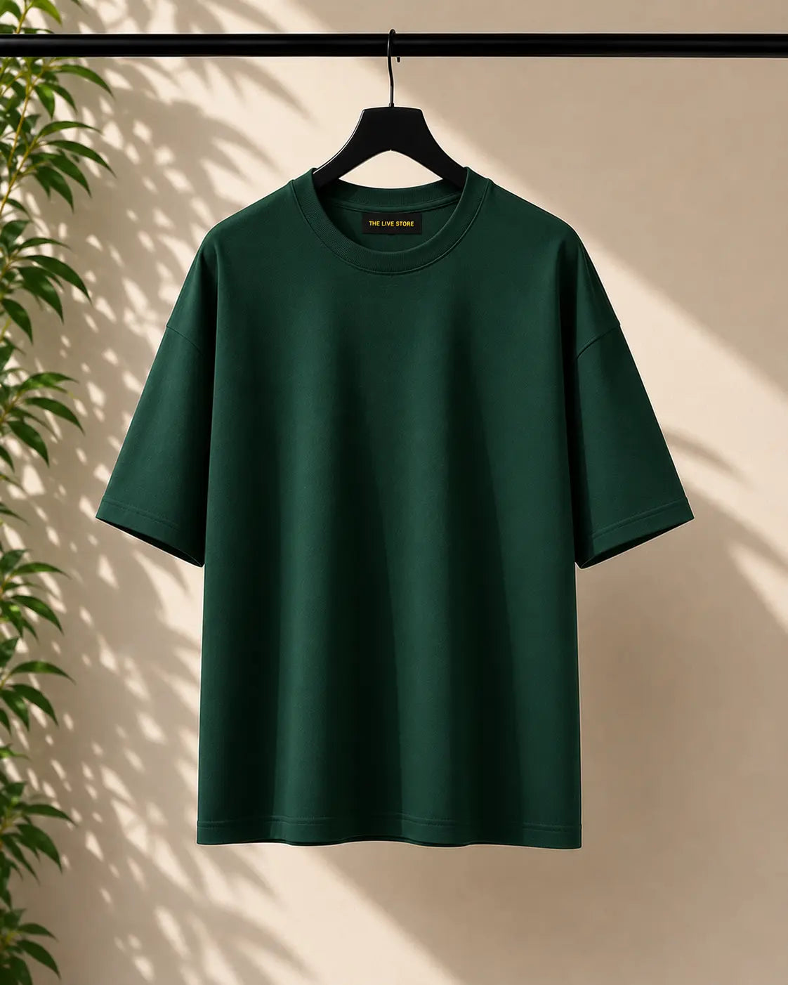 BOTTLE GREEN DROP SHOULDER TEE the live store