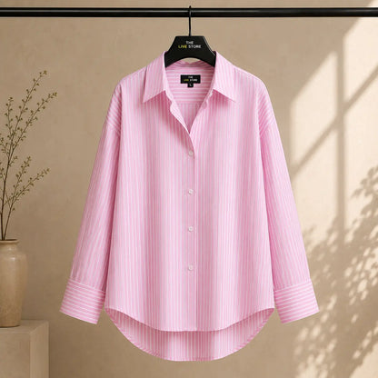 WHITE AND PINK STRIPES BUTTON DOWN SHIRT The Live Store