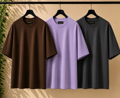 BROWN, LILAC AND CHARCOAL GREY  SET OF DROP SHOULDER the live store