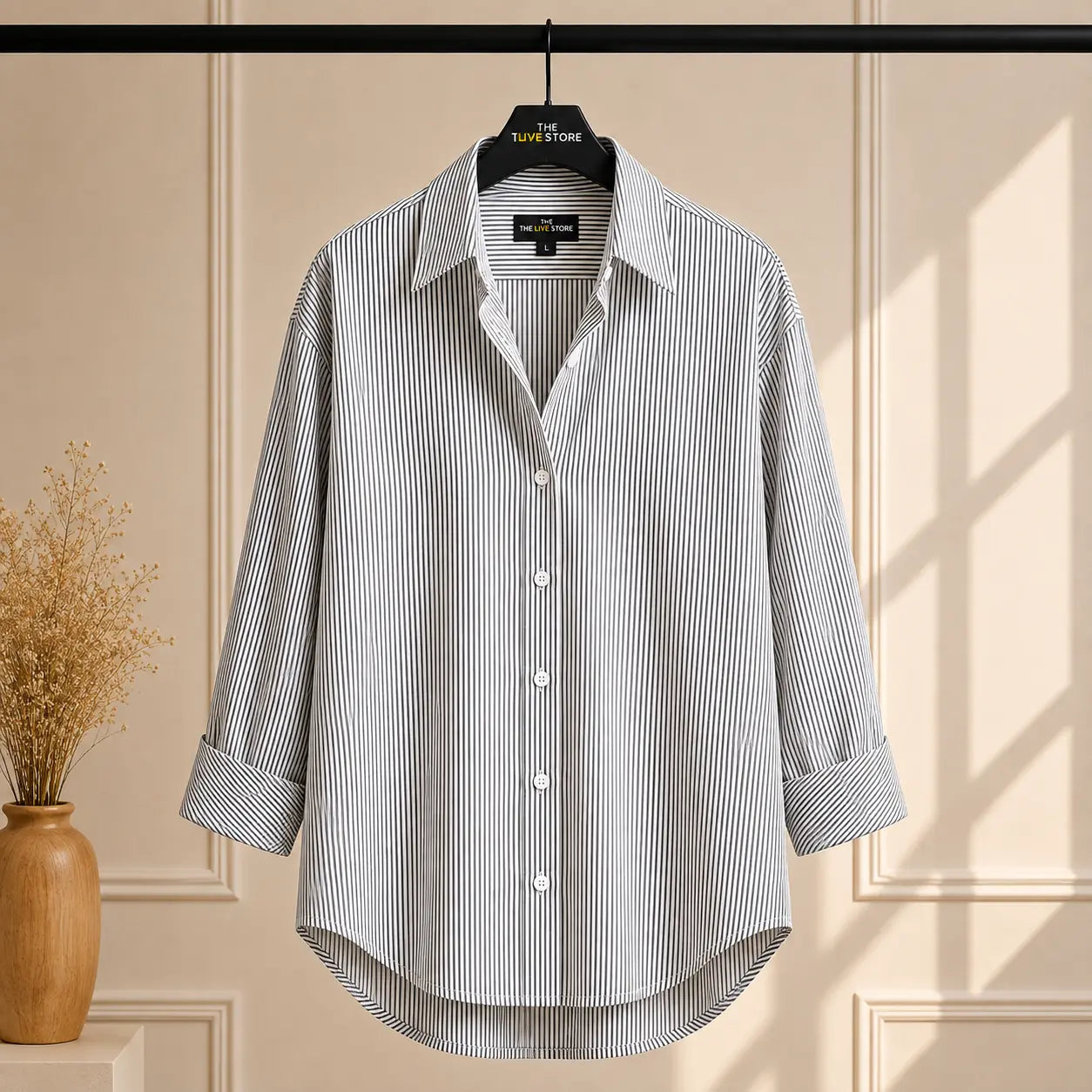 WHITE AND BLACK STRIPES BUTTON DOWN SHIRT The Live Store