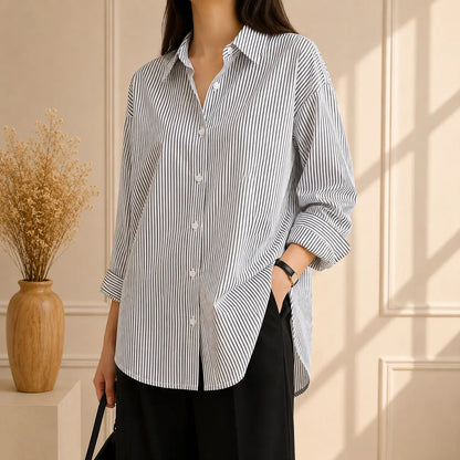 WHITE AND BLACK STRIPES BUTTON DOWN SHIRT The Live Store