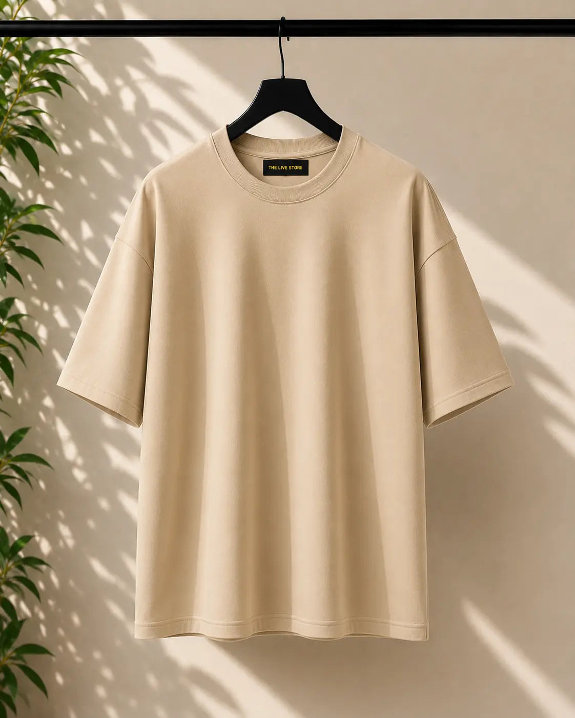 BEIGE DROP SHOULDER TEE the live store