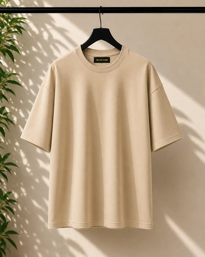 BEIGE DROP SHOULDER TEE the live store