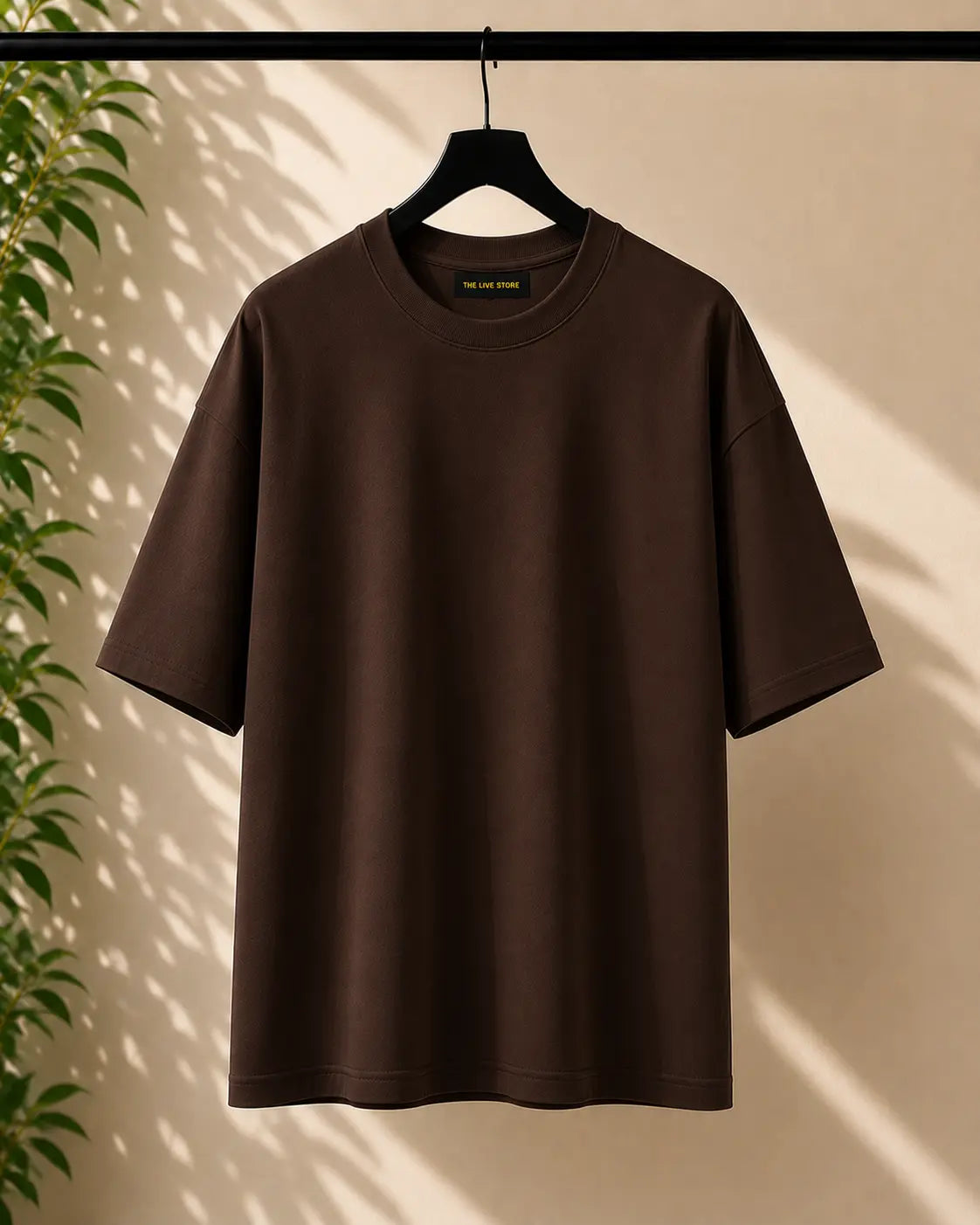 DARK BROWN BAGGY DROP SHOULDER TEE the live store