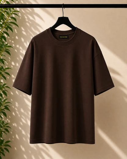 DARK BROWN BAGGY DROP SHOULDER TEE the live store