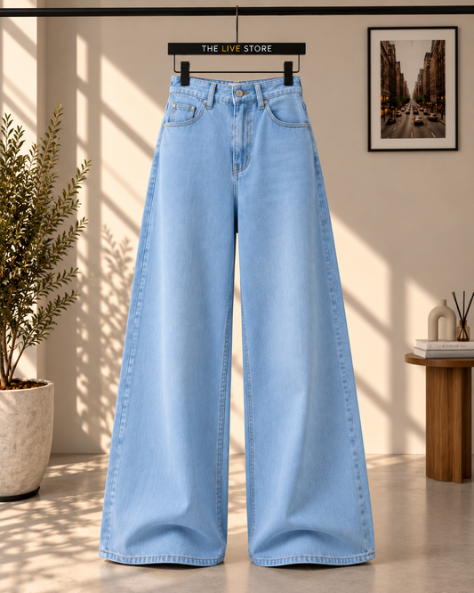 SKY BLUE WIDE LEG BAGGY JEANS