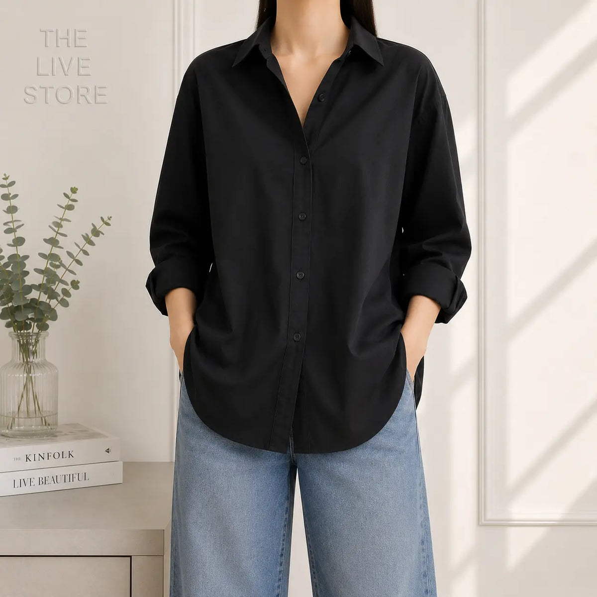 BLACK BUTTON DOWN SHIRT The Live Store