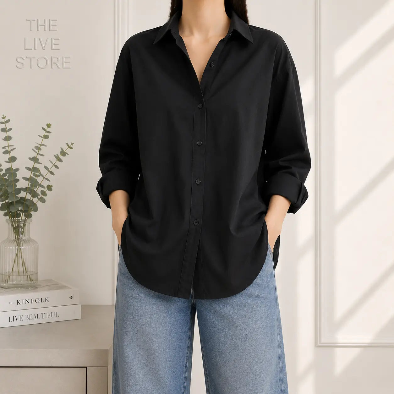 BLACK BUTTON DOWN SHIRT The Live Store