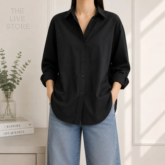BLACK BUTTON DOWN SHIRT The Live Store