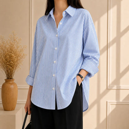 WHITE AND BLUE STRIPES BUTTON DOWN SHIRT The Live Store