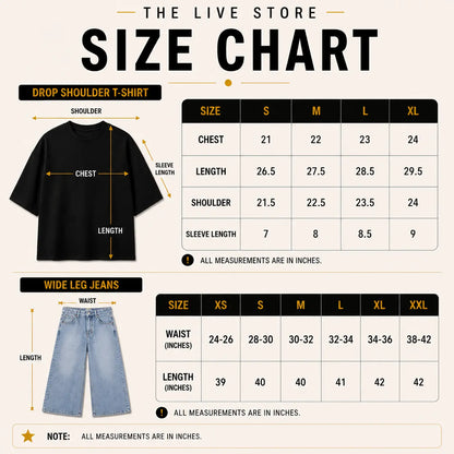 DUO PACK (NAVY BLUE DROP SHOULDER TEE & SKY BLUE WIDE LEG JEANS) The Live Store