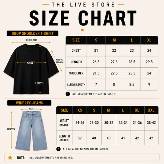 DUO PACK (NAVY BLUE DROP SHOULDER TEE & SKY BLUE WIDE LEG JEANS) The Live Store