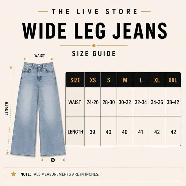BEIGE WIDE LEG BAGGY JEANS The Live Store