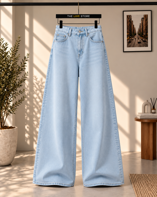 ICE BLUE WIDE LEG BAGGY JEANS