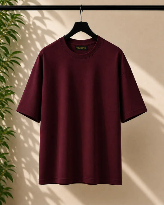 MAROON DROP SHOULDER TEE the live store